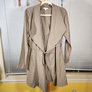 Ophelia Roe Medium $70 Beige Drawstring Waist Tie Front Short Trench Jacket